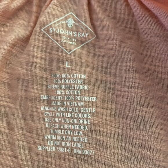 NWT bundle of 2 St. John’s Bay shirts with flair sleeves green and peach size L - Picture 12 of 12